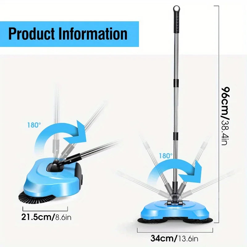 Long Handle Push Broom with Auto Spiral Deep Clean System
